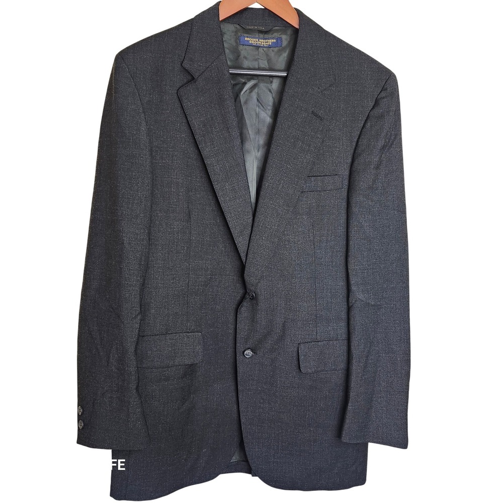 Brooks Brothers Brooksgate Mens Gray 100% Wool Blazer Sport Coat Made In USA‎